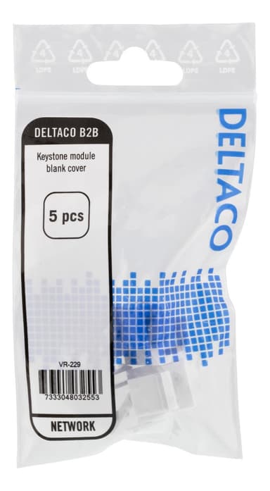 deltaco Blank cover for Keystone ports, 5-pack, white