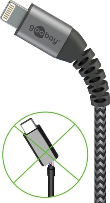 Goobay Lightning till USB-A-textilkabel med metallpluggar 1 m