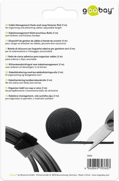 Goobay Kabelhantering kardborrebandrulle (1 m)