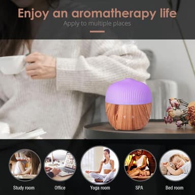 INF Ultraljud luftfuktare för aromaterapi med färgade LED 160 ml Träfä