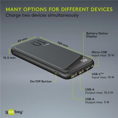 Goobay Powerbank Slimline 10.000 mAh