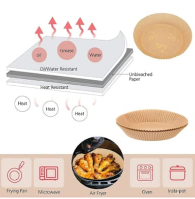 Air Fryer engångspapper för fritös 16 cm 100 st Vit