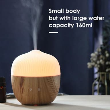 INF Ultraljud luftfuktare för aromaterapi med färgade LED 160 ml Träfä