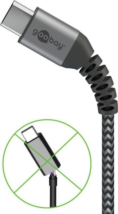 USB-C™-till-USB-C™-textilkabel med metallkontakter 0,5 m