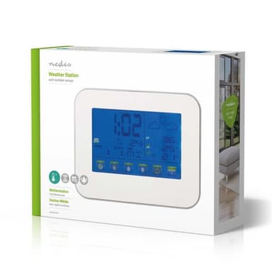 Nedis Väderstation | Inomhus & utomhus | Inklusive trådlös vädersensor | Väderprognos | Tidsdisplay | Färg LCD Display | Alarmklockfunktion