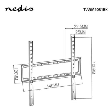 Fast väggfäste för TV | 23-55 tum | Max 35 kg | 23 mm väggavstånd