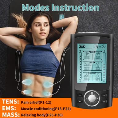 36 lägen TENS Unit muskelstimulator för smärtlindrande terapi Svart