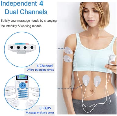 TENS maskin muskelstimulator 16 massagelägen Vit
