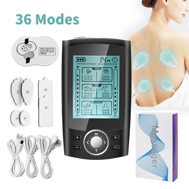 36 lägen TENS Unit muskelstimulator för smärtlindrande terapi Svart