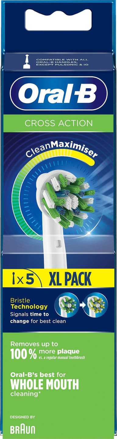 Oral-B Cross Action tandborsthuvuden 321217 (5-pack, vit)