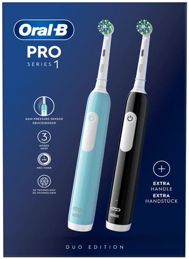 Oral-B Pro 1 eltandborstar i duopaket 915016 (svart/turkos)