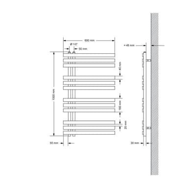 ECD Germany Iron EM modell Handdukstork Uppvärmd handduk 600 x 1000 mm vit