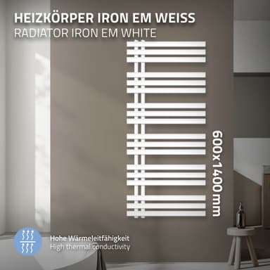 Design-badrumsradiator Iron EM 600x1400 mm Vit LuxeBath