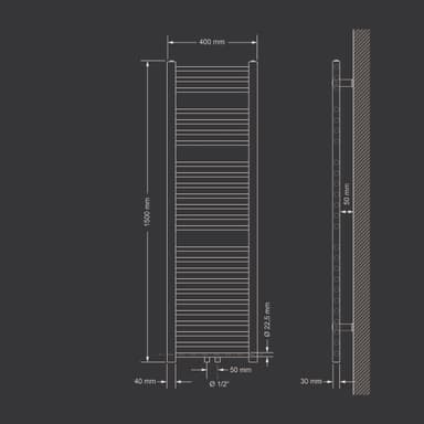 Radiator Handduk Sahara 400 x 1500 mm krom