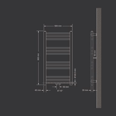 Radiator Handduk ECD Germany Modell Sahara 500 x 800 mm krom rak med