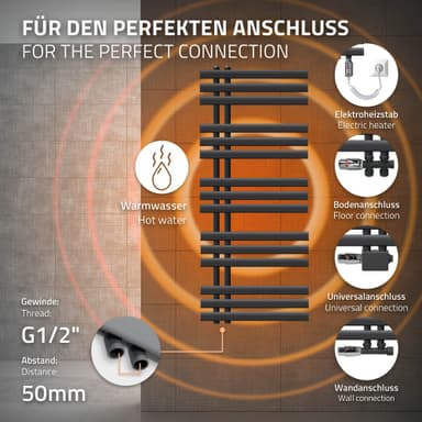 Design Järn EM radiator handduk radiator 500x 1200 mm antracit
