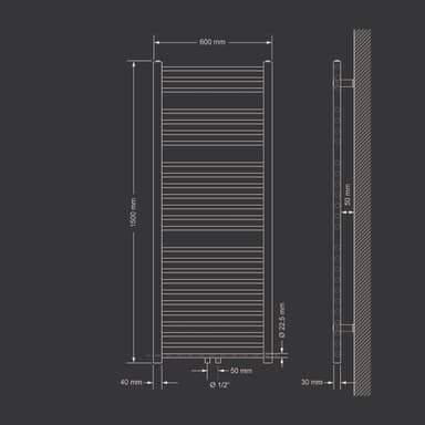 Radiatorhandduk Sahara 600 x 1500 mm, rak antracit