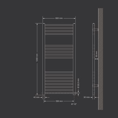 Elradiator 1200 W Sahara 600 x 1200 mm, krom