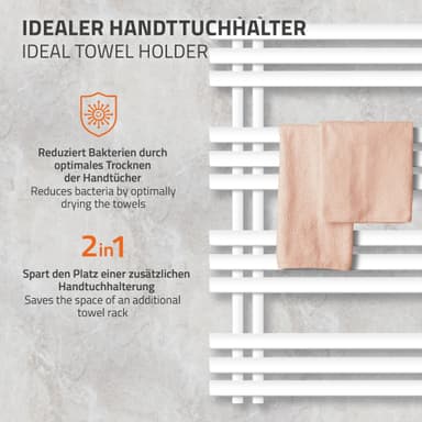 ECD Germany Iron EM modell Handdukstork Uppvärmd handduk 600 x 1000 mm vit