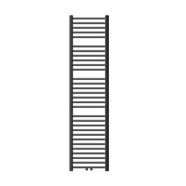 Badrumsradiator Sahara 400x1800 mm antracit böjd med central anslutning.