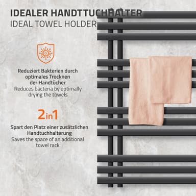 Radiator 500x1000 antracit Järn EM Kylare Handdukstork Kylare Handdukstork