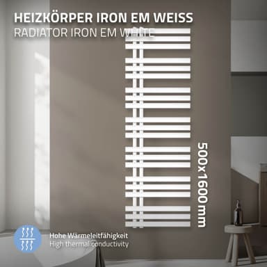 Design-badrumsradiator Iron EM 500x1600 mm Vit LuxeBath