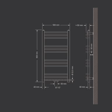 Radiatorhandduk Sahara 500 x 800 mm krom, medium anslutning
