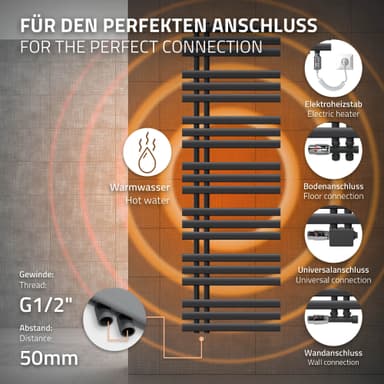 ECD Germany Design Handduk Iron EM - 500 x 1600 mm - antracit - radiator
