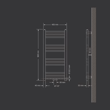 ECD Germany badrumsradiator - 400 x 800 mm - krom. central anslutning
