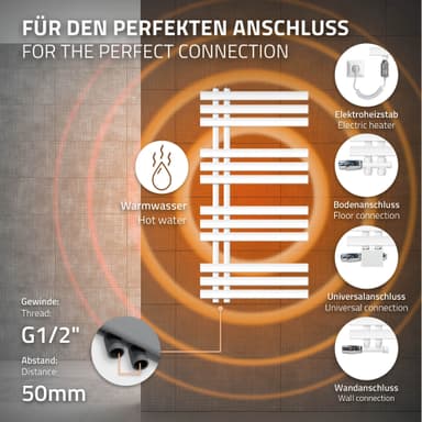 500X1000 mm Iron EM Handdukstork Elektrisk radiator Vit 600W
