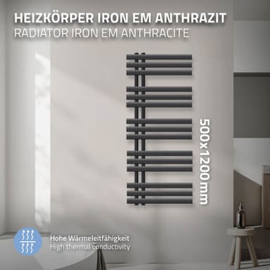 Design Järn EM radiator handduk radiator 500x 1200 mm antracit
