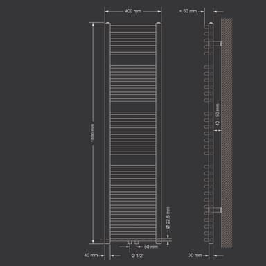 Handduk med vägganslutningsuppsättning inkl. Termostat ECD Germany Modell Sahara