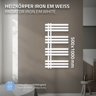 Design-badrumsradiator Iron EM 500x1000 mm Vit LuxeBath