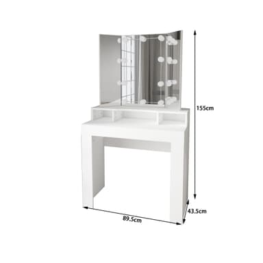 ML Design Dressing Table White Dressing Table med LED-belysning, spegel 3-pcs
