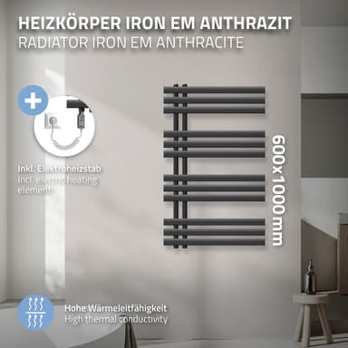 Iron EM radiator Elektrisk 600X1000 antracit 600W