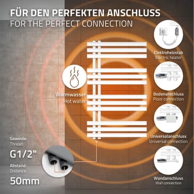ECD Germany Iron EM modell Handdukstork Uppvärmd handduk 600 x 1000 mm vit