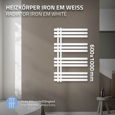 ECD Germany Iron EM modell Handdukstork Uppvärmd handduk 600 x 1000 mm vit