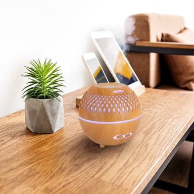 Luftfuktare Aroma diffusor 400 ml 7 LED färg ljus Brun