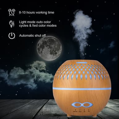 Luftfuktare Aroma diffusor 400 ml 7 LED färg ljus Brun