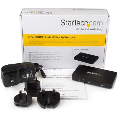 StarTech.com 4K HDMI-video-splitter med 2 portar – 1x2 HDMI-splitter m