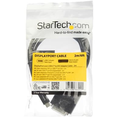 StarTech.com 2 m USB-C till DVI-kabel - 1920 x 1200 - Svart, 2 m, USB