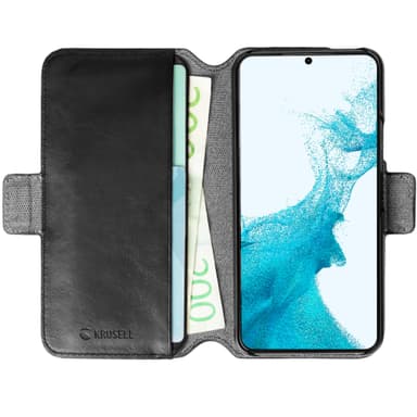 Leather Phone Wallet Galaxy S22+ Svart