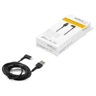 StarTech.com 2m tålig USB-A till Blixtkabel - svart 90° högervinkad, r