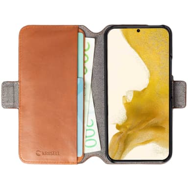Leather Phone Wallet Galaxy S22 Cognac
