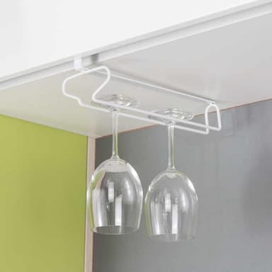 Vinglashängare i metall för 3 glas, Vit