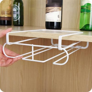 Vinglashängare i metall för 6 glas, Vit
