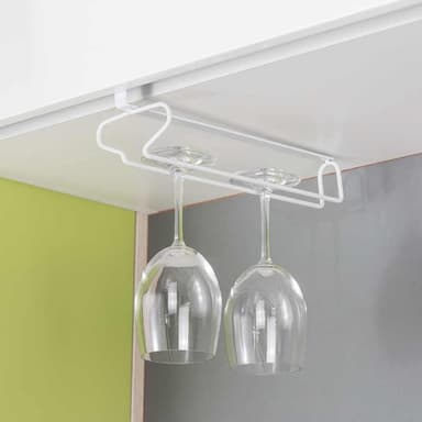 Vinglashängare i metall för 3 glas, Vit
