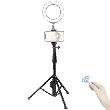 Tripodstativ 50-130cm med fjärrkontroll för smartphone och ringlampa