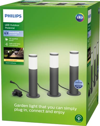 Philips GardenLink LV Utrecht piedestal utomhusbelysningssats 24 W 3-pack