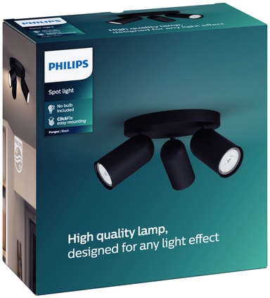 Philips Pongee opbouwspot - 4 spots - zwart - Coolblue - Voor 23.59u